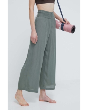 Roxy spodnie do jogi Along the Beach kolor zielony szerokie high waist ERJX603383