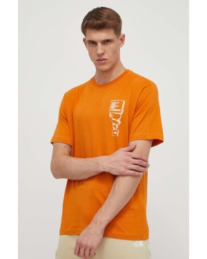The North Face t-shirt bawełniany męski kolor pomarańczowy z nadrukiem NF0A87FFPCO1