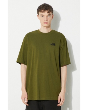 The North Face t-shirt bawełniany M S/S Essential Oversize Tee męski kolor zielony z aplikacją NF0A87NRPIB1