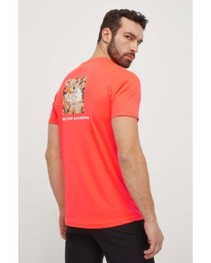 The North Face t-shirt sportowy Reaxion kolor czerwony z nadrukiem NF0A4CDWQI41