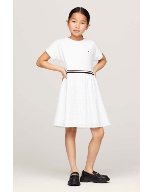 Tommy Hilfiger sukienka bawełniana dziecięca kolor biały mini rozkloszowana