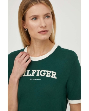 Tommy Hilfiger t-shirt bawełniany damski kolor zielony