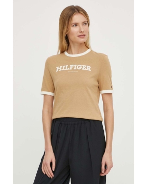 Tommy Hilfiger t-shirt bawełniany damski kolor beżowy WW0WW41208