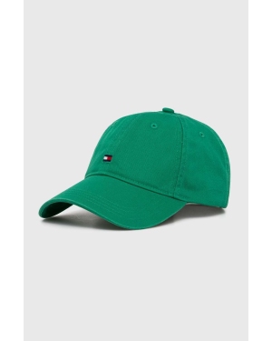 Tommy Hilfiger czapka z daszkiem bawełniana kolor zielony z aplikacją AW0AW16050