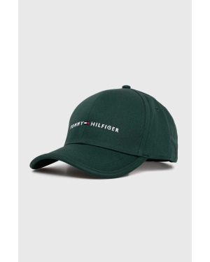 Tommy Hilfiger czapka z daszkiem bawełniana kolor zielony z aplikacją