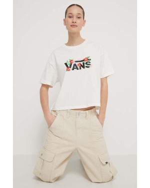 Vans t-shirt bawełniany damski kolor beżowy