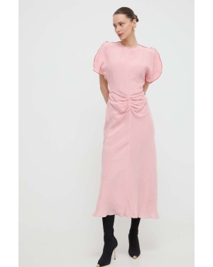 Victoria Beckham sukienka kolor różowy maxi rozkloszowana 1224WDR005227B