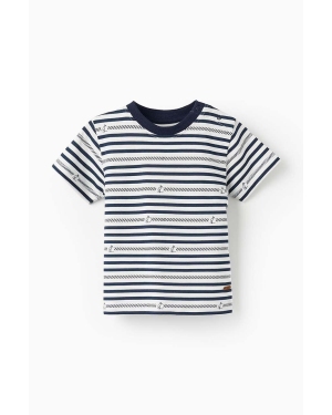 zippy t-shirt bawełniany niemowlęcy kolor niebieski wzorzysty