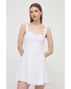 Armani Exchange sukienka kolor biały mini rozkloszowana