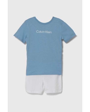 Calvin Klein Underwear piżama bawełniana dziecięca kolor niebieski z nadrukiem