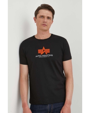 Alpha Industries t-shirt bawełniany kolor czarny wzorzysty