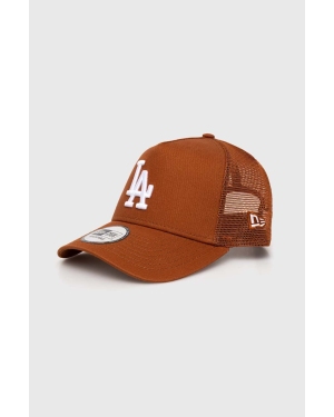 New Era czapka z daszkiem kolor brązowy z aplikacją LOS ANGELES DODGERS