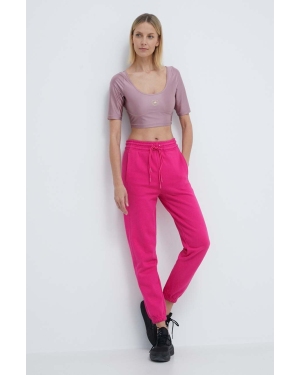 adidas by Stella McCartney spodnie dresowe kolor różowy gładkie IS1215
