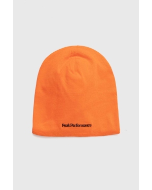 Peak Performance czapka bawełniana kolor pomarańczowy z cienkiej dzianiny bawełniana