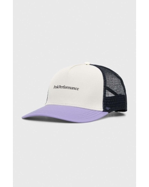 Peak Performance czapka z daszkiem kolor fioletowy z nadrukiem