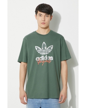 adidas Originals t-shirt bawełniany męski kolor zielony z nadrukiem IS0228