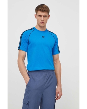 adidas Originals t-shirt bawełniany męski kolor niebieski wzorzysty IS2830