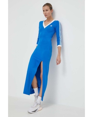 adidas Originals sukienka kolor niebieski maxi dopasowana IP2989