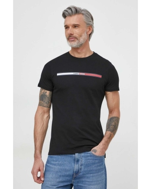 Tommy Jeans t-shirt bawełniany męski kolor czarny z nadrukiem