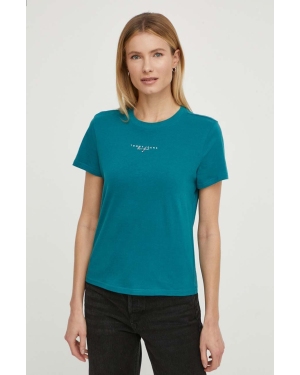 Tommy Jeans t-shirt bawełniany damski kolor turkusowy DW0DW17828