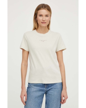 Tommy Jeans t-shirt bawełniany damski kolor beżowy DW0DW17828