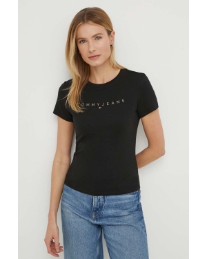 Tommy Jeans t-shirt bawełniany damski kolor czarny DW0DW17827