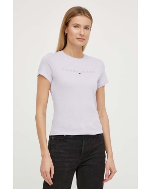 Tommy Jeans t-shirt bawełniany damski kolor fioletowy
