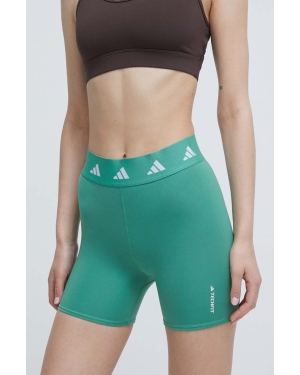 adidas Performance szorty treningowe Techfit kolor zielony z nadrukiem high waist IU1853