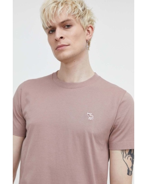 Abercrombie & Fitch t-shirt bawełniany męski kolor różowy gładki