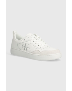 Calvin Klein Jeans sneakersy skórzane BASKET CUPSOLE LOW LTH MONO kolor biały YM0YM00574