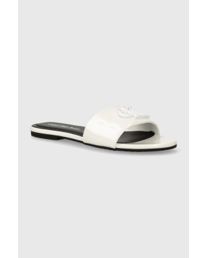 Calvin Klein Jeans klapki FLAT SANDAL SLIDE MG MET damskie kolor biały YW0YW01348