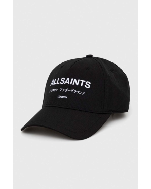 AllSaints czapka z daszkiem kolor czarny z nadrukiem