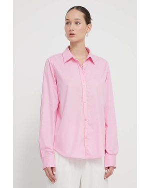 HUGO koszula damska kolor różowy regular z kołnierzykiem klasycznym