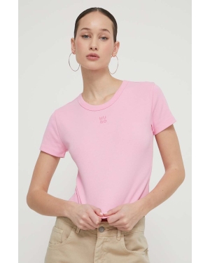 HUGO t-shirt damski kolor różowy 50512000