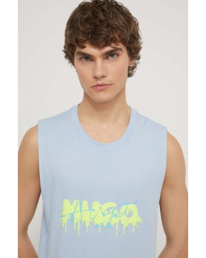 HUGO t-shirt bawełniany męski kolor niebieski