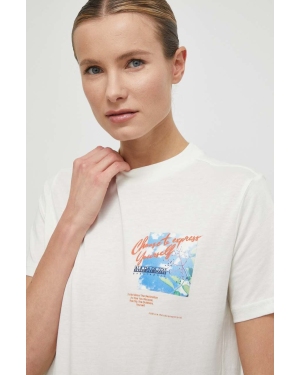 Napapijri t-shirt bawełniany S-Yukon damski kolor beżowy NP0A4HOGN1A1