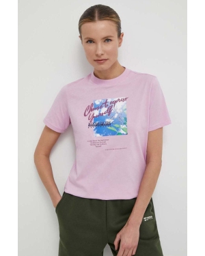 Napapijri t-shirt bawełniany S-Yukon damski kolor różowy NP0A4HOGP1J1