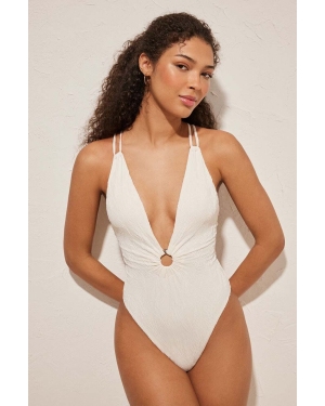 women'secret jednoczęściowy strój kąpielowy PARADISE kolor biały miękka miseczka 5527090