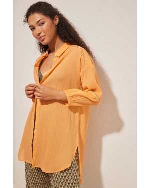 women'secret koszula plażowa bawełniana PERFECT BEACH SETS kolor pomarańczowy 5547385