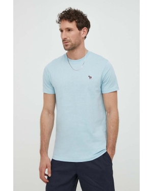 PS Paul Smith t-shirt bawełniany męski kolor niebieski gładki