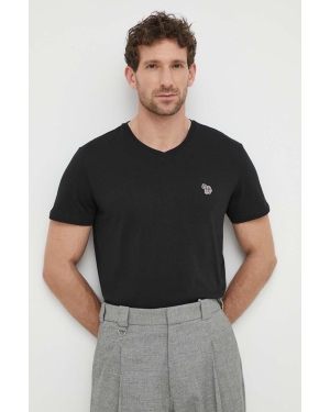 PS Paul Smith t-shirt bawełniany męski kolor czarny z aplikacją