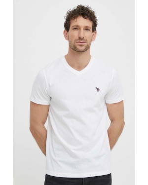PS Paul Smith t-shirt bawełniany męski kolor biały z aplikacją