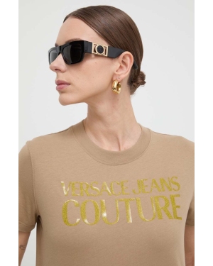 Versace Jeans Couture t-shirt bawełniany damski kolor beżowy