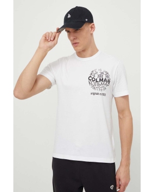 Colmar t-shirt bawełniany męski kolor biały z nadrukiem