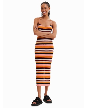 Desigual Sukienka letnia 23SWVF11 Pomarańczowy Slim Fit