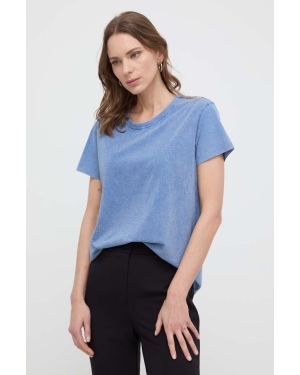 Patrizia Pepe t-shirt bawełniany damski kolor niebieski