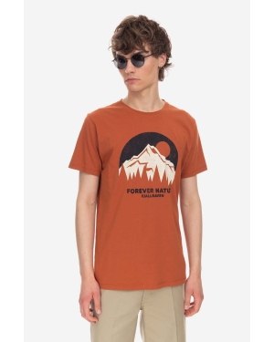Fjallraven t-shirt bawełniany Nature kolor pomarańczowy z nadrukiem F87053.243-243