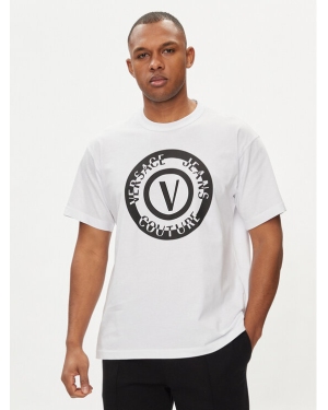 Versace Jeans Couture T-Shirt 76GAHT06 Biały Regular Fit