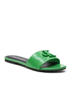 Calvin Klein Jeans Klapki Flat Sandal Slide Mg Met YW0YW01348 Zielony