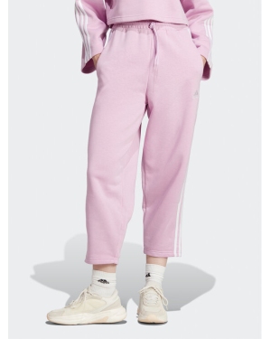 adidas Spodnie dresowe Essentials 3-Stripes Open Hem Fleece IJ7455 Różowy Loose Fit
